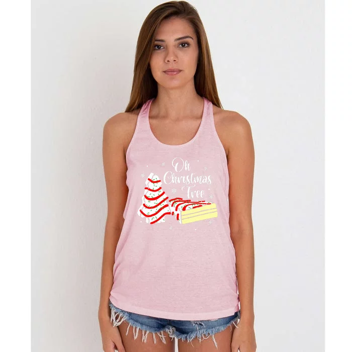 Groovy Oh Christmas Tree Cakes Debbie Becky Jen Cake Lovers Women's Knotted Racerback Tank