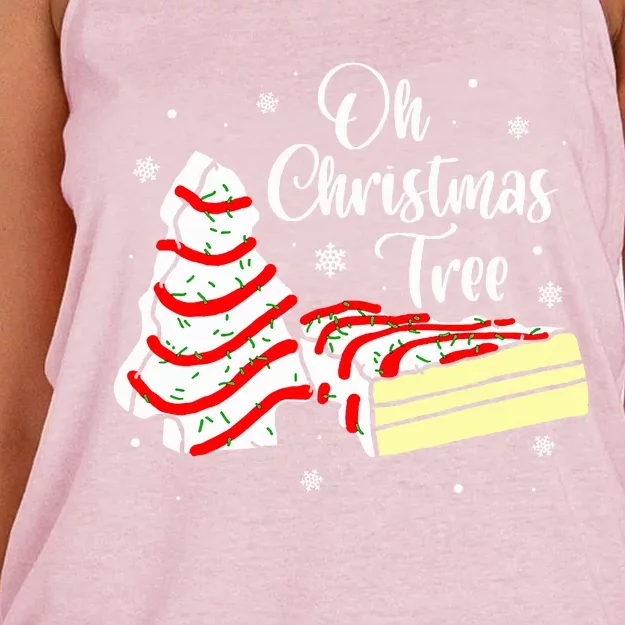 Groovy Oh Christmas Tree Cakes Debbie Becky Jen Cake Lovers Women's Knotted Racerback Tank