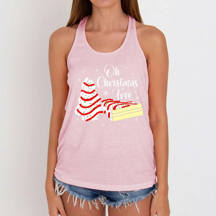 Groovy Oh Christmas Tree Cakes Debbie Becky Jen Cake Lovers Women's Knotted Racerback Tank