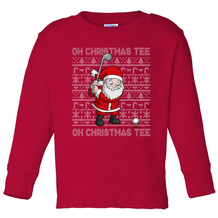 Golf Oh Christmas Santa Claus Golfer Toddler Long Sleeve Shirt