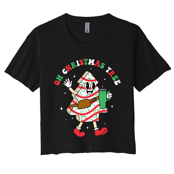 Groovy Oh Christmas Tree Cakes Debbie Becky Jen Cake Lovers Women's Crop Top Tee