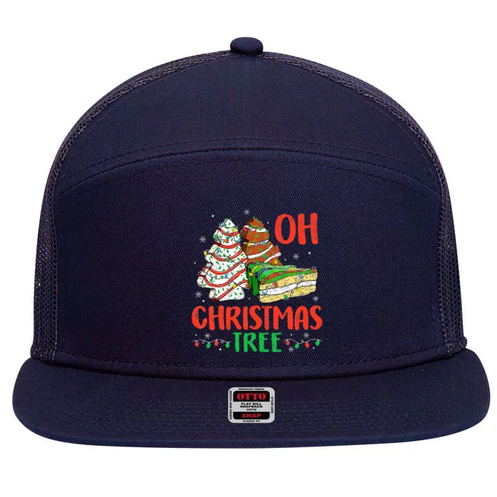 Groovy Oh Christmas Tree Cakes Debbie Becky Jen Cake Lovers 7 Panel Mesh Trucker Snapback Hat