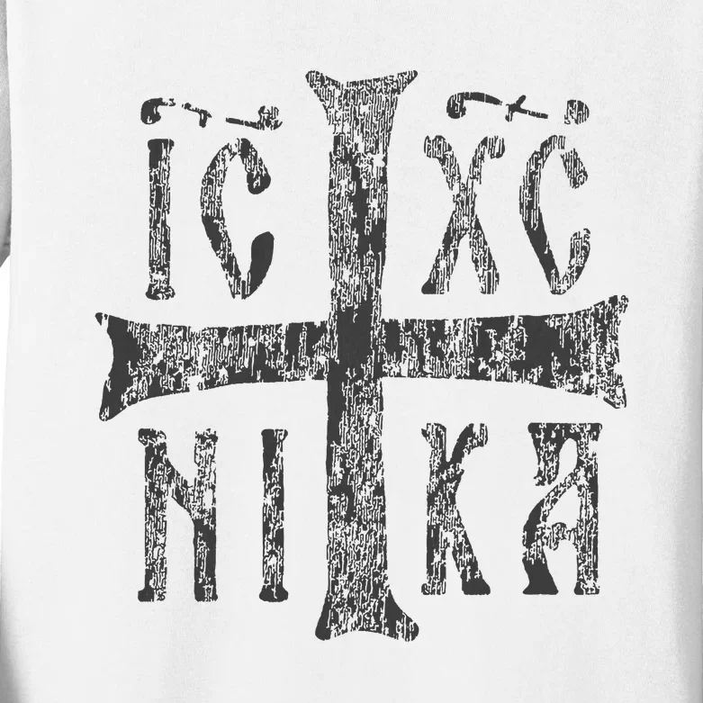 Greek Orthodox Cross Christogram Icxc Nika Jesus Christ Kids Long Sleeve Shirt