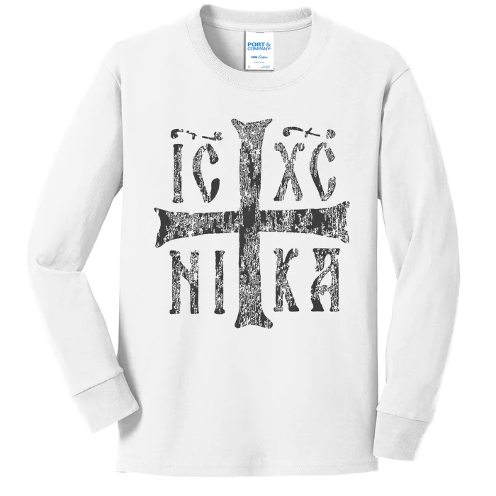 Greek Orthodox Cross Christogram Icxc Nika Jesus Christ Kids Long Sleeve Shirt