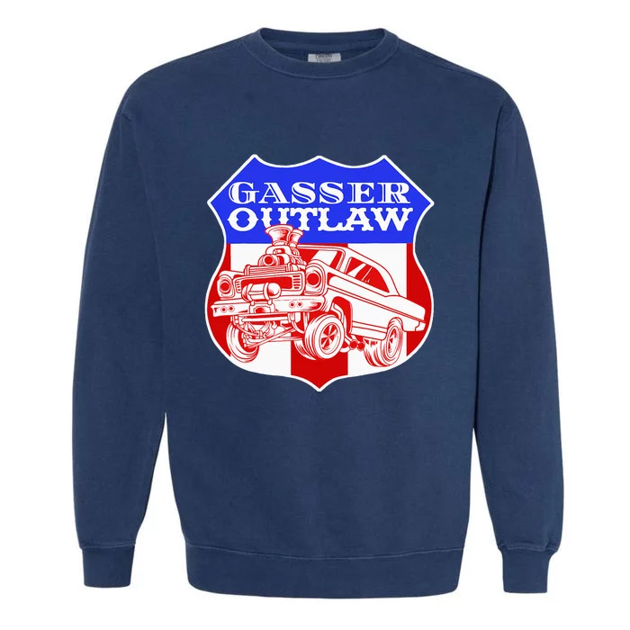 Gasser Outlaw Class Vintage Drag Racing Race Car Garment-Dyed Sweatshirt