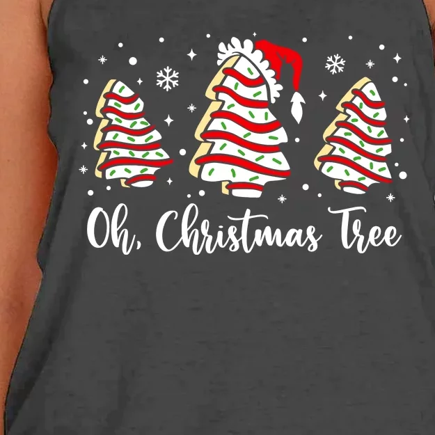 Groovy Oh Christmas Tree Cakes Debbie Becky Jen Cake Lovers Women's Knotted Racerback Tank