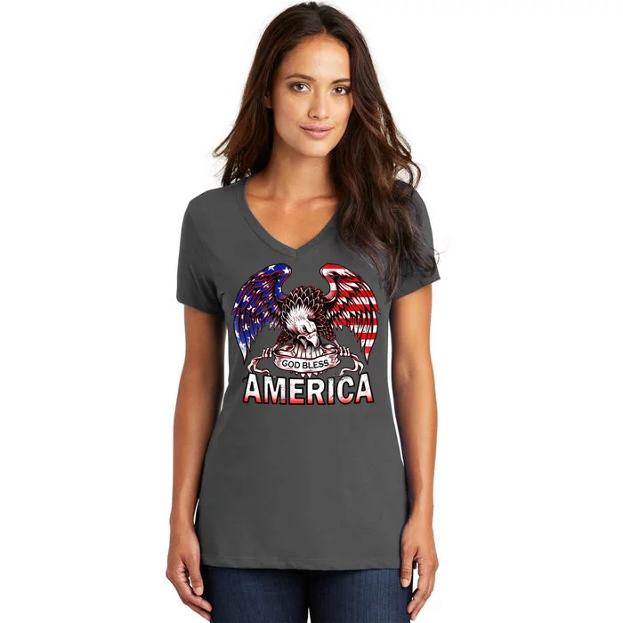 God Bless America Women's V-Neck T-Shirt