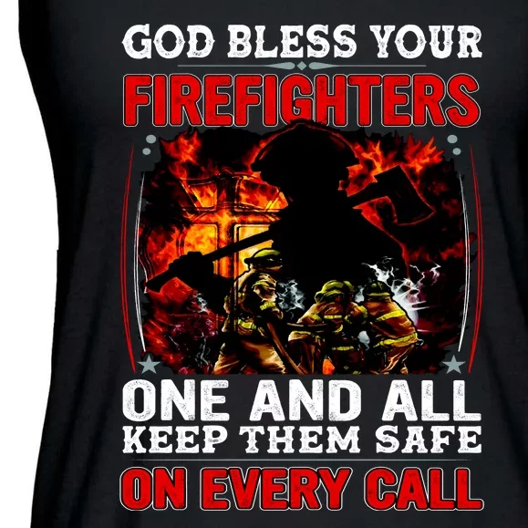 God Bless Firefighters Ladies Essential Flowy Tank