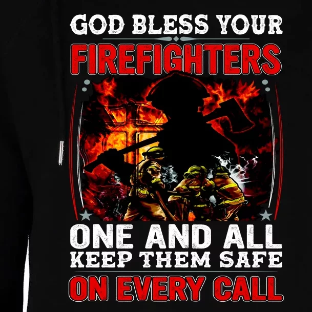 God Bless Firefighters Womens Funnel Neck Pullover Hood