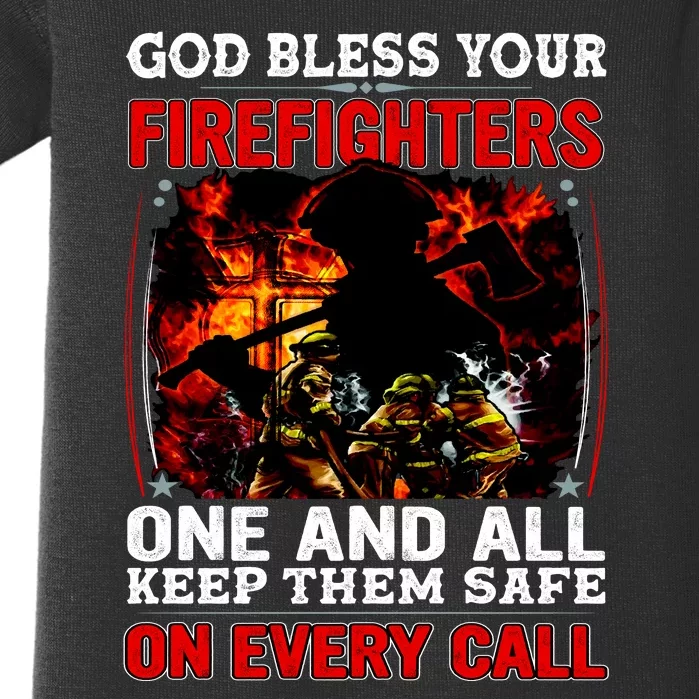 God Bless Firefighters Baby Bodysuit