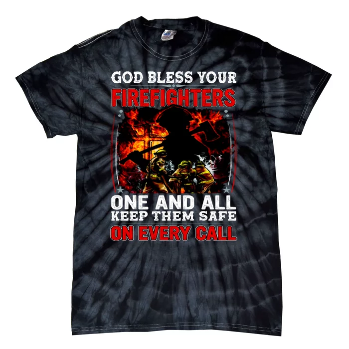 God Bless Firefighters Tie-Dye T-Shirt