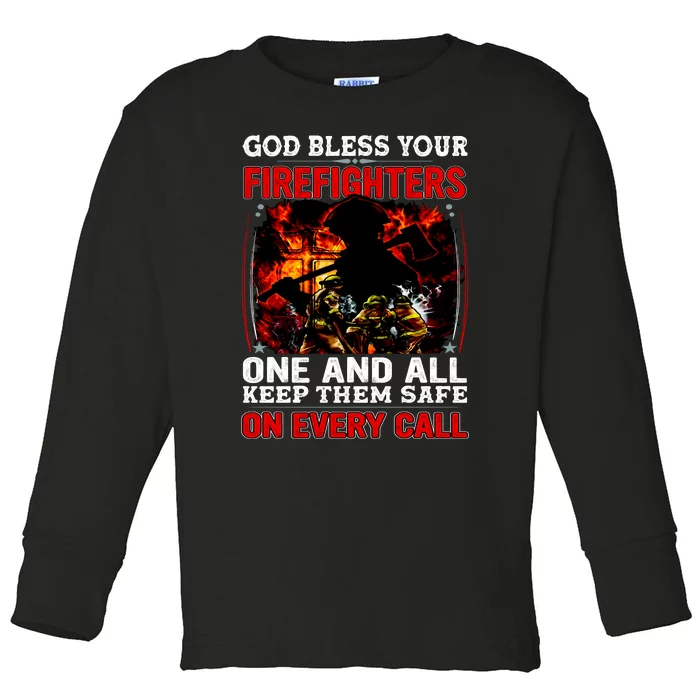 God Bless Firefighters Toddler Long Sleeve Shirt