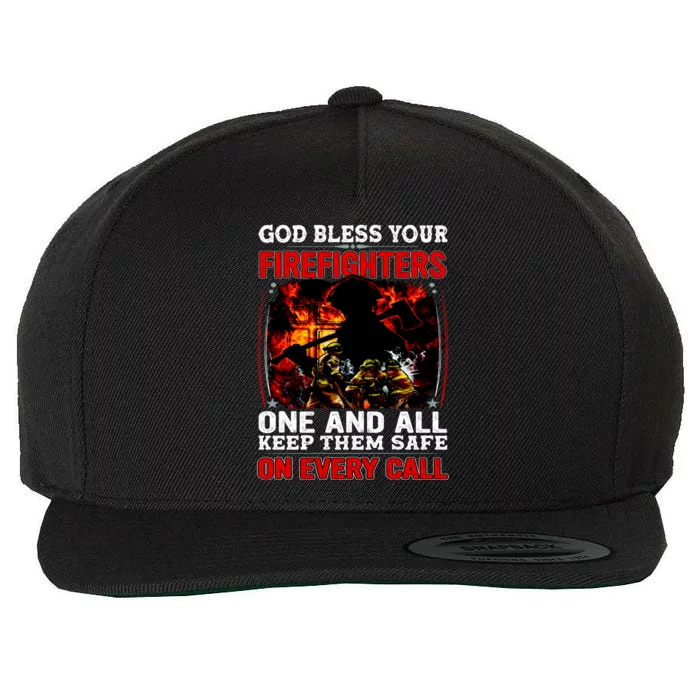 God Bless Firefighters Wool Snapback Cap