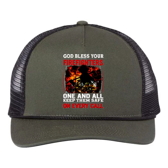 God Bless Firefighters Retro Rope Trucker Hat Cap