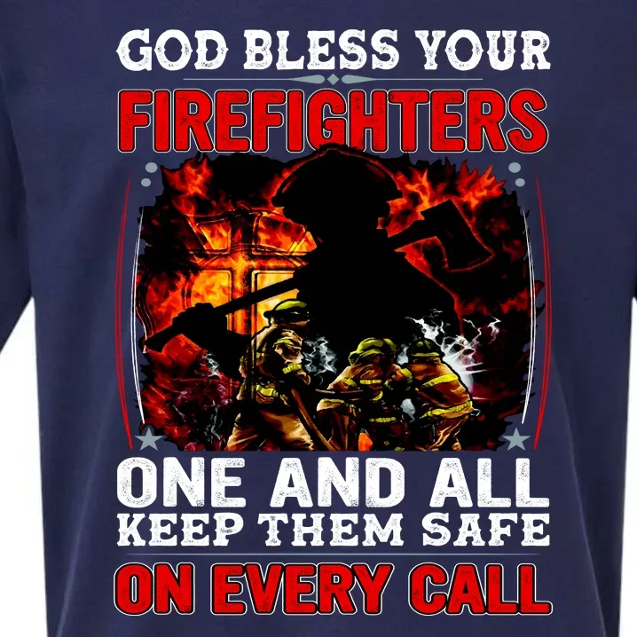 God Bless Firefighters Sueded Cloud Jersey T-Shirt