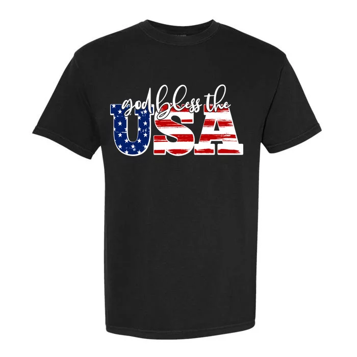 God Bless The USA American Flag Garment-Dyed Heavyweight T-Shirt