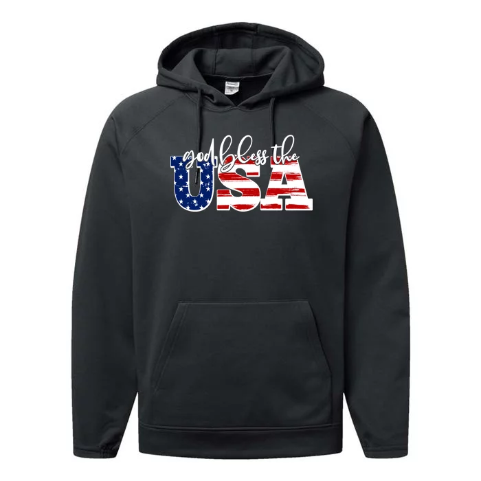 God Bless The USA American Flag Performance Fleece Hoodie