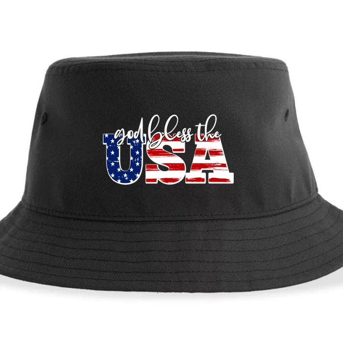 God Bless The USA American Flag Sustainable Bucket Hat