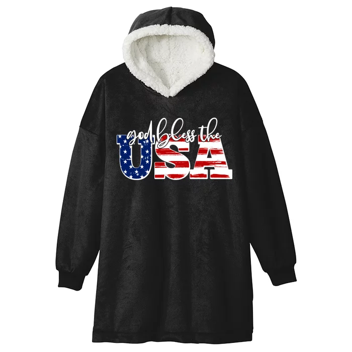 God Bless The USA American Flag Hooded Wearable Blanket