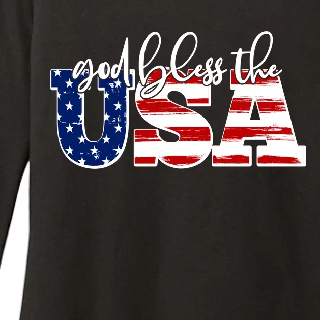 God Bless The USA American Flag Womens CVC Long Sleeve Shirt