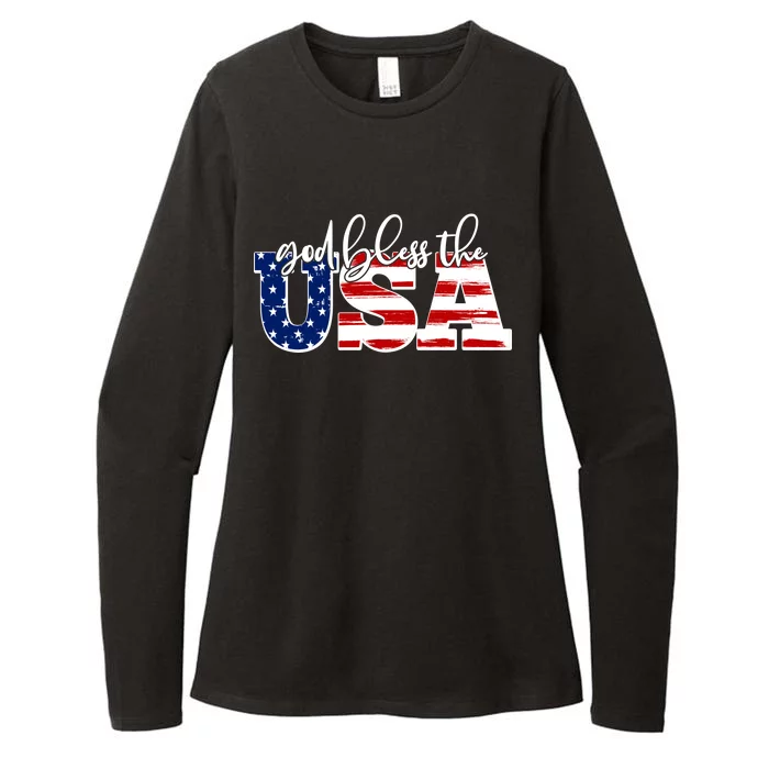 God Bless The USA American Flag Womens CVC Long Sleeve Shirt