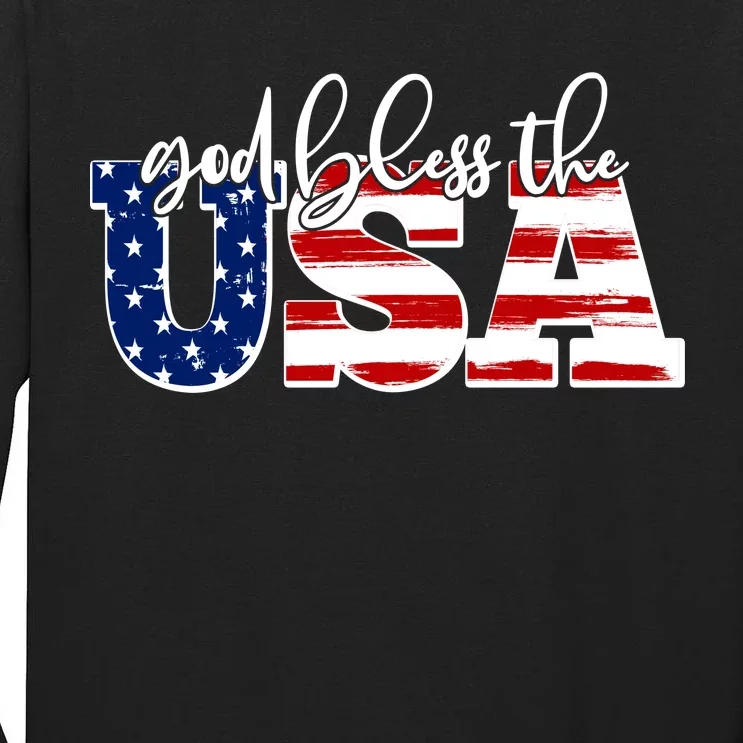 God Bless The USA American Flag Tall Long Sleeve T-Shirt