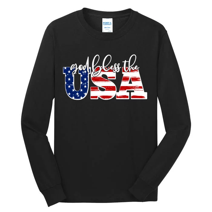 God Bless The USA American Flag Tall Long Sleeve T-Shirt