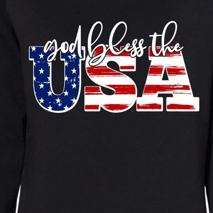 God Bless The USA American Flag Womens California Wash Sweatshirt