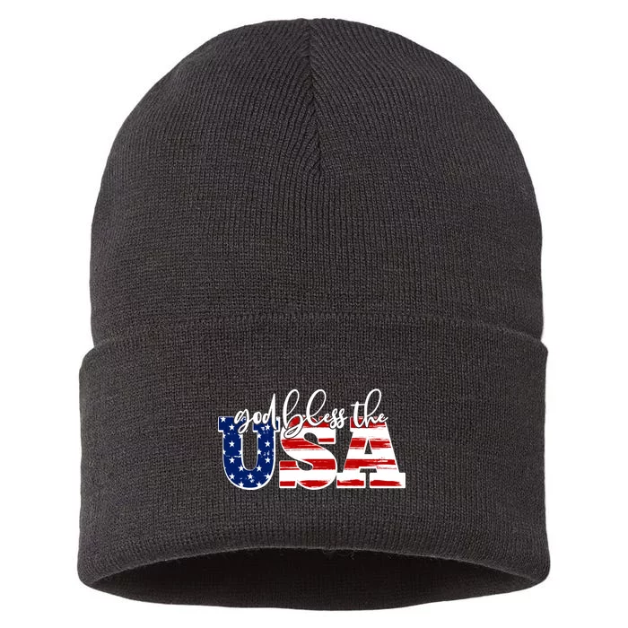 God Bless The USA American Flag Sustainable Knit Beanie