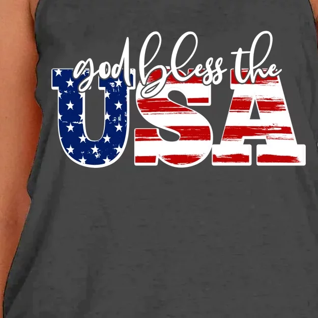 God Bless The USA American Flag Women's Knotted Racerback Tank