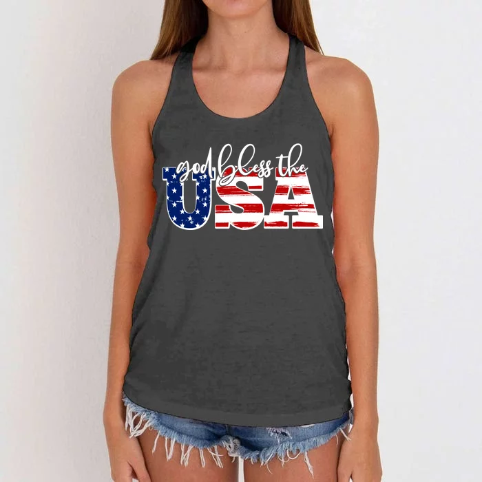 God Bless The USA American Flag Women's Knotted Racerback Tank