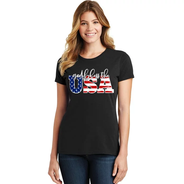 God Bless The USA American Flag Women's T-Shirt