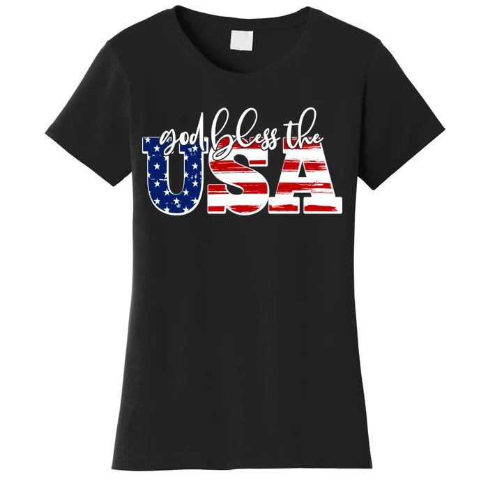 God Bless The USA American Flag Women's T-Shirt