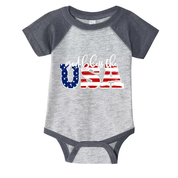 God Bless The USA American Flag Infant Baby Jersey Bodysuit