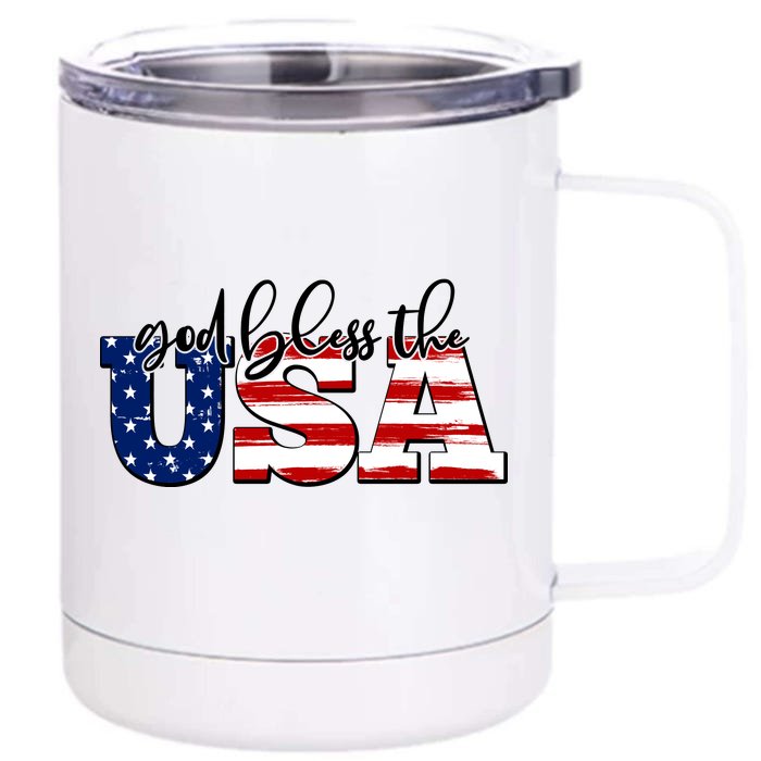 God Bless The USA American Flag Front & Back 12oz Stainless Steel Tumbler Cup