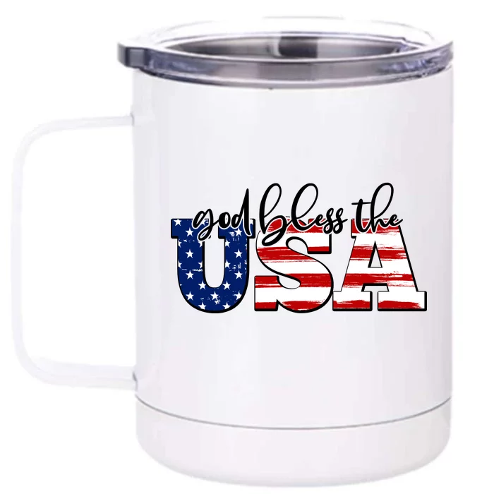 God Bless The USA American Flag Front & Back 12oz Stainless Steel Tumbler Cup