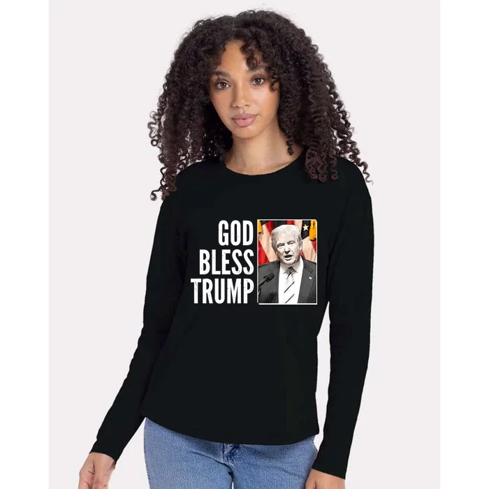 God Bless Trump Womens Cotton Relaxed Long Sleeve T-Shirt