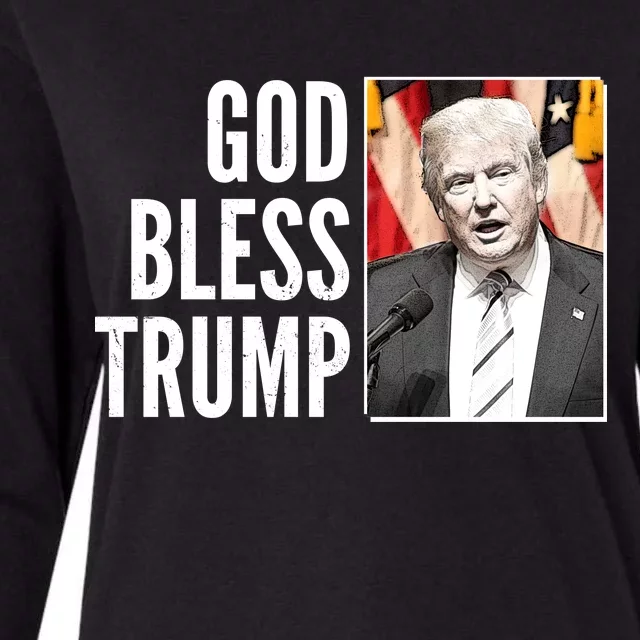 God Bless Trump Womens Cotton Relaxed Long Sleeve T-Shirt