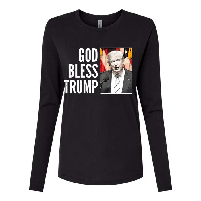 God Bless Trump Womens Cotton Relaxed Long Sleeve T-Shirt