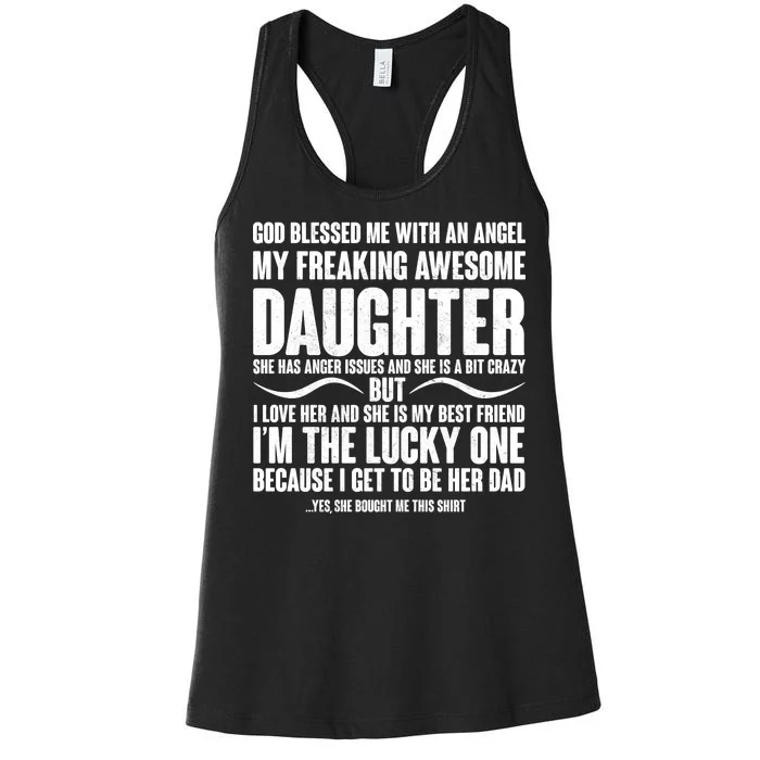 God Blessed Me With An Angel My Awesome Daughter Women's Racerback Tank