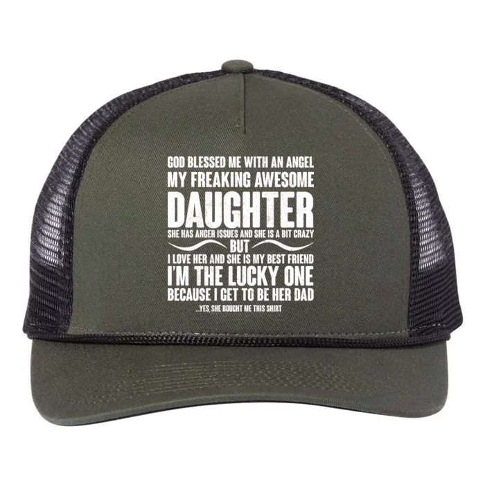 God Blessed Me With An Angel My Awesome Daughter Retro Rope Trucker Hat Cap