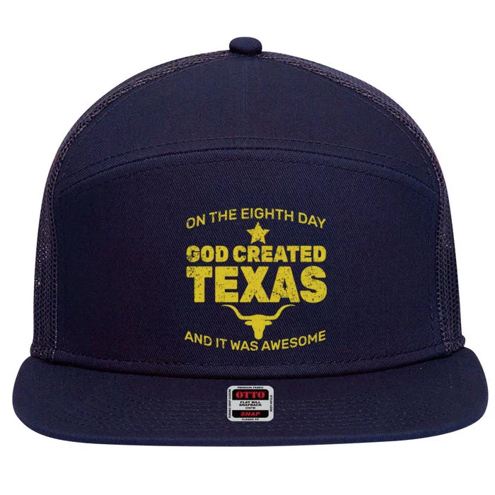 God Created Texas 7 Panel Mesh Trucker Snapback Hat