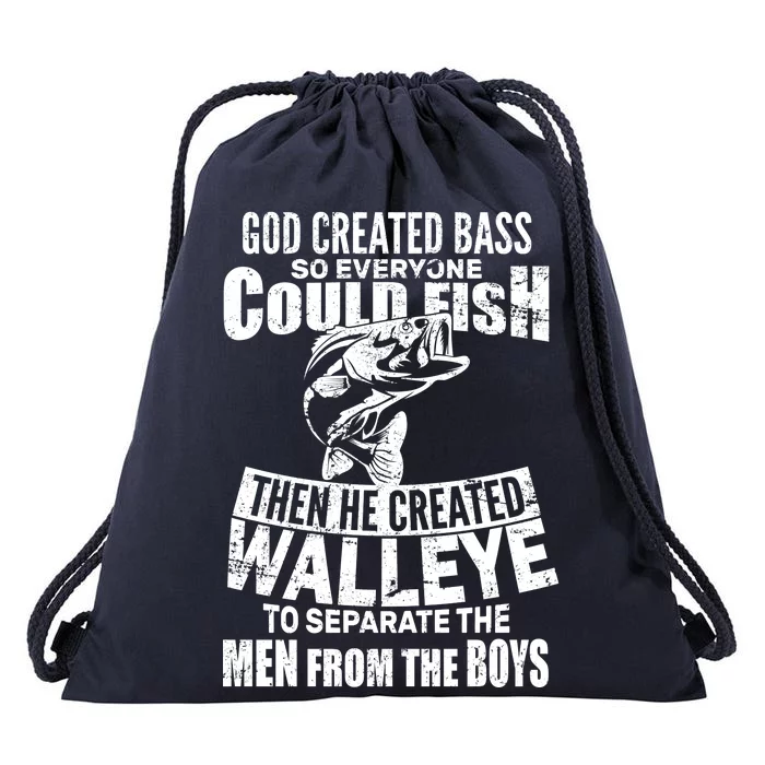 God Created Walleye Drawstring Bag