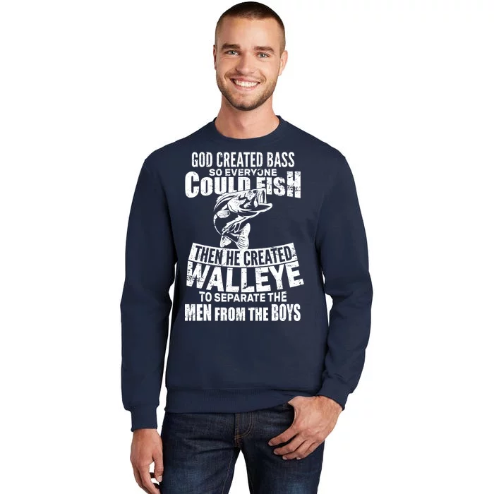 God Created Walleye Tall Sweatshirt