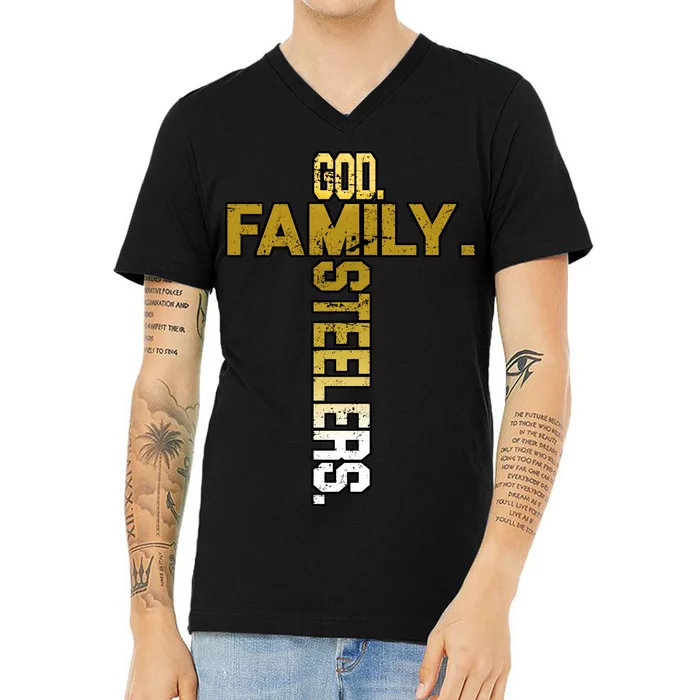 God Family Steelers V-Neck T-Shirt