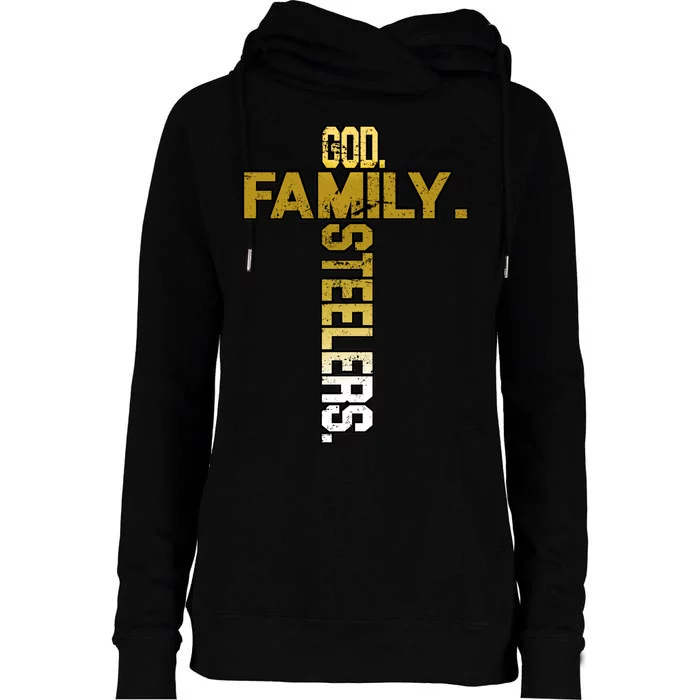 God Family Steelers Womens Funnel Neck Pullover Hood