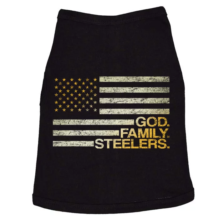 God Family Steelers American Football Flag Doggie Tank