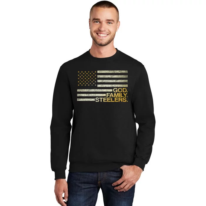 God Family Steelers American Football Flag Sweatshirt