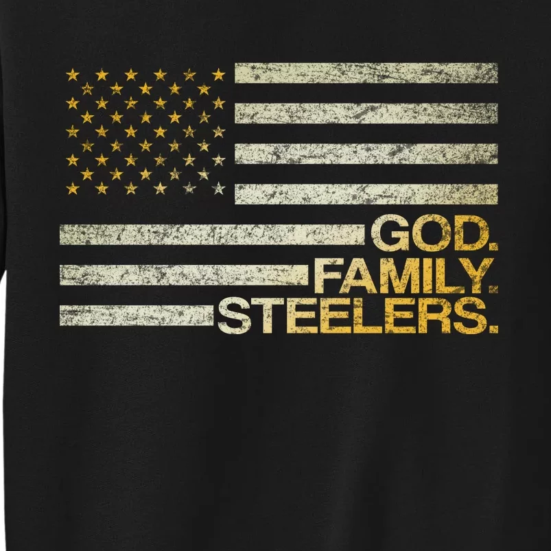 God Family Steelers American Football Flag Sweatshirt