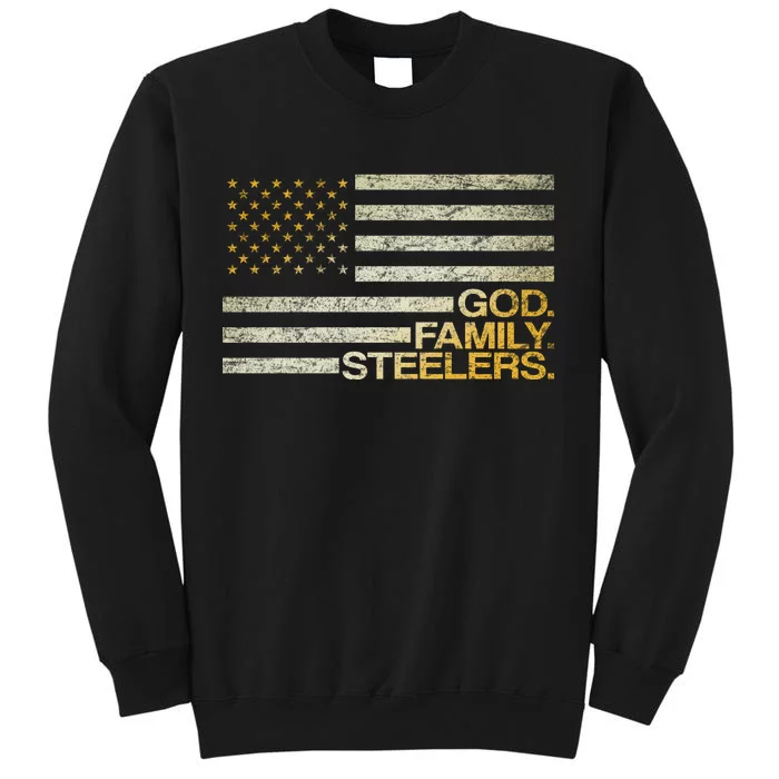 God Family Steelers American Football Flag Sweatshirt